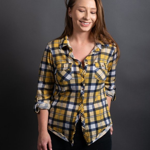 Yellow Blue Tie Flannel by Passport - Picture 2 of 10